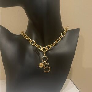 Chanel Chunky Chain Necklace with Number 5 Charm